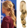Příčesek do vlasů Clip in příčesek culík/cop 100% lidské vlasy 60cm vlnitý přírodní blond