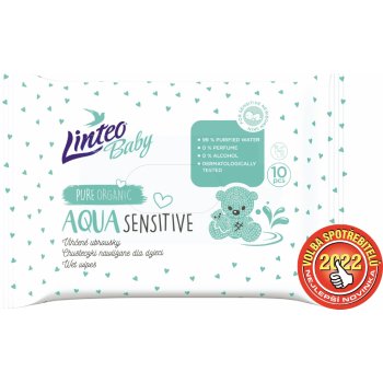 LINTEO BABY Vlhčené ubrousky Aqua sensitive 10 ks