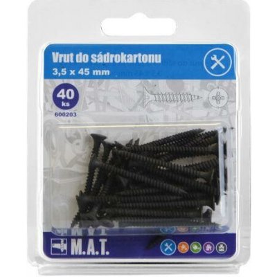 M.A.T. GROUP vrut do sádrokar.3,5x45mm jemný z.,f. (40ks) MAT600203 – Hledejceny.cz