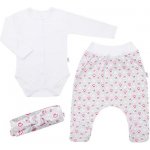 New Baby 3-dílná bavlněná kojenecká souprava Kiddy bílo-růžová – Sleviste.cz
