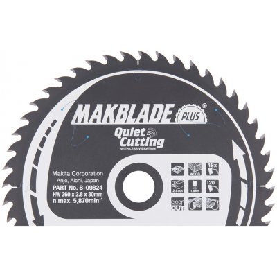 Makita pilový kotouč na dřevo B-09824 MAKBLADE Plus, 260x30mm, 48 zubů – Zboží Mobilmania