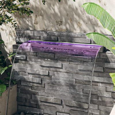 vidaXL Přelivový vodopád s RGB LED osvětlením nerez 108 cm – Zboží Dáma