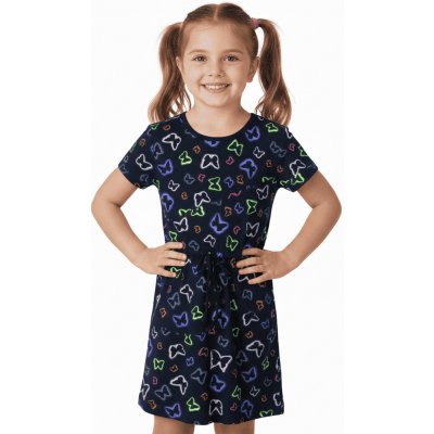 Bavlněné dívčí letní šaty s motýlky tmavě modrá – Zbozi.Blesk.cz