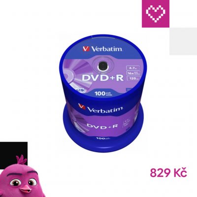Verbatim DVD+R 4,7GB 16x, spindle, 100ks (43551) – Zboží Živě