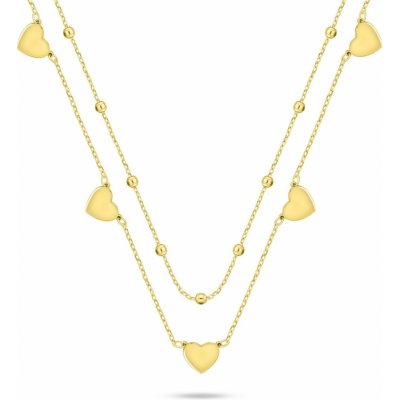 Brilio Silver Dvojitý pozlacený náhrdelník se srdíčky NCL156Y – Hledejceny.cz