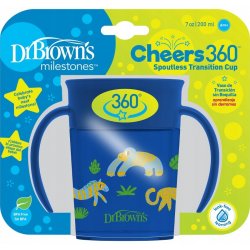Dr. Brown´s hrneček Cheers360° Jungle s držadly modrý 200 ml