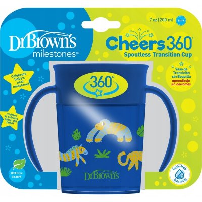 Dr. Brown´s hrneček Cheers360° Jungle s držadly modrý 200 ml – Zboží Mobilmania