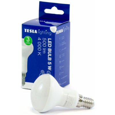 Tesla LED žárovka Reflektor R50, E14, 5W, 230V, 500lm, 25 000h, 4000K denní bílá, 180st