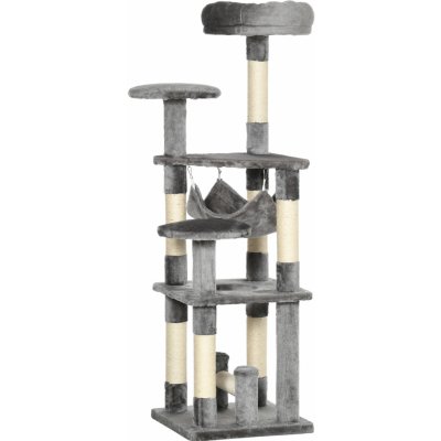 PawHut Cat Tree Strom Šedá 40 x 40 x 132 cm – Zboží Mobilmania