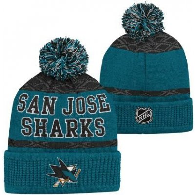 Outerstuff Dětská zimní čepice San Jose Sharks NHL Puck Pattern Cuffed Pom – Sleviste.cz