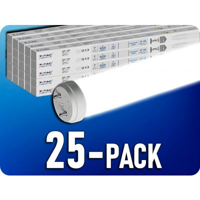 V-TAC LED trubice T8 9W, 850lm, G13, sklo, 60cm/25-PACK! Neutrální bílá