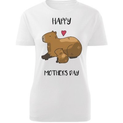 Tričko s potiskem Kapybara Den matek Bílá