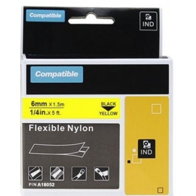 Dymo 18052 6mm x 1,5m černý tisk/žlutý podklad - kompatibilní – Zboží Mobilmania