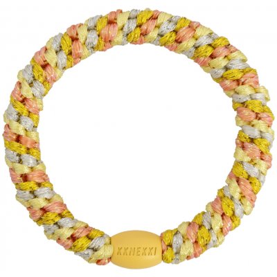 KKNEKKI Gumička do vlasů Kknekki Mix Yellow Peach Glitter, žlutá barva, textil – Sleviste.cz