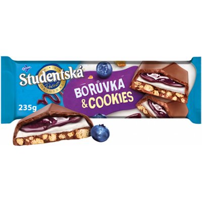 Orion Studentská pečeť Mléčná čokoláda Borůvka & Cookies 235 g – Zboží Mobilmania