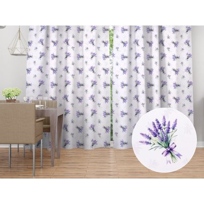 Biante Dekorační závěs TF-128 Snítky levandulí na bílém 140x190 cm – Hledejceny.cz