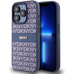 DKNY PU Leather Repeat Pattern Tonal Stripe pro iPhone 15 Pro Max Blue