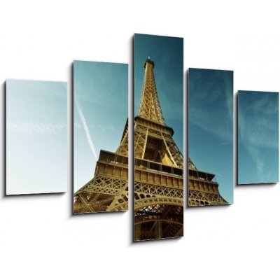Obraz 5D pětidílný - 150 x 100 cm - Eiffel Tower, Paris, France Eiffelova věž, Paříž, Francie – Zboží Mobilmania