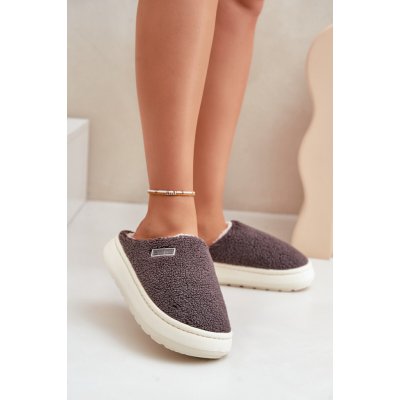 Big Star Shoes zateplené pantofle na silné podešvi hnědá – Zboží Dáma