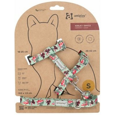 Amiplay Kšíry pro kočku s vodítkem BeHappyCat Flamingo S – Zboží Dáma