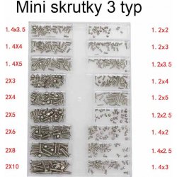 Typ 3 - Šrouby pro notebooky pro notebooky DIY sada pro počítače, šrouby na hodinky pro mobilní telefony 500ks sada od 1.2 po 2