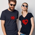 tričko s potiskem Párová trička Puzzle heart dámské Černá