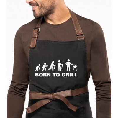 Kariban Zástěra na grilování Exclusive Born to Grill Černá Black – Hledejceny.cz