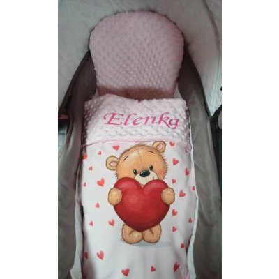 Baby v peřince set do kočárku deka s jménem medvídek srdíčka – Hledejceny.cz