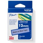 Brother TZE-531, černý tisk modrý podklad 8 m x 12 mm – Zboží Dáma