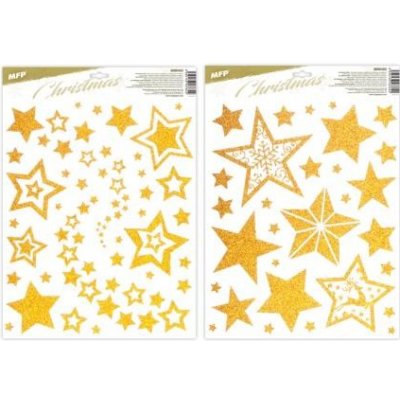MFP okenní fólie vánoce glitr VA028 zlaté 30x42cm 3091 8886452 – Hledejceny.cz