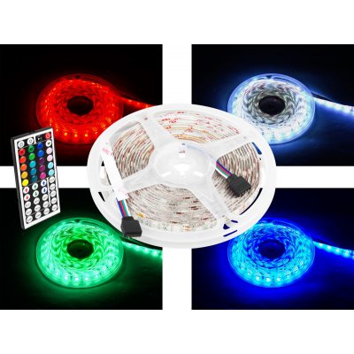 PS Set: LED řetězec RGB + W IP65 300 LED SMD5050 5m + driver + zdroj dálkový ovladač 44 tlačítek