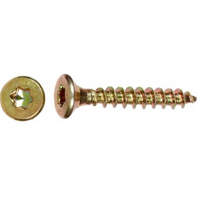 Uni vrut se zápustnou hlavou TX10 plný závit žlutě pozink. 3x20 mm, 200 ks – Hledejceny.cz