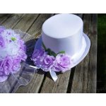 Cylindr bílý - sv. fialové růže – Zboží Dáma