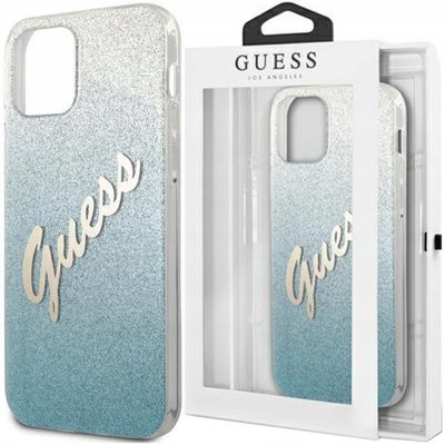 Pouzdro Guess iPhone 12 mini Glitter Gradient Script modré