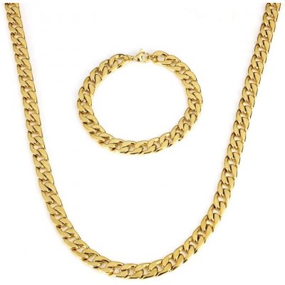 Impress Jewelry sada z chirurgické oceli Masive Cuban Gold / řetízek a náramek 160721111536-11 – Zboží Mobilmania