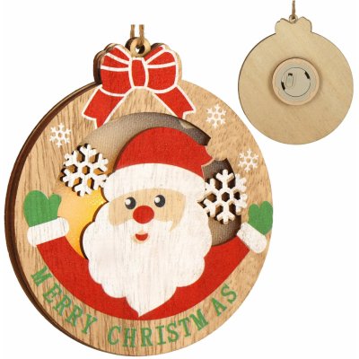 SPRINGOS Dřevěný Santa Claus svítící 9,5x11 cm vánoční ozdoba CA1281-XG – Hledejceny.cz