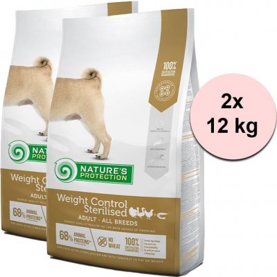 Natures Protection dog adult weight control sterilised poultry with krill all breeds 2 x 12 kg – Sleviste.cz