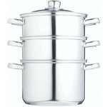 KitchenCraft nerezový parní hrnec 22 cm, 3 patra – napařovací hrnec na sporák pro zdravé vaření v páře, vícepatrový hrnec – Sleviste.cz