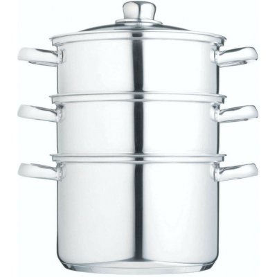 KitchenCraft nerezový parní hrnec 22 cm, 3 patra – napařovací hrnec na sporák pro zdravé vaření v páře, vícepatrový hrnec – Sleviste.cz