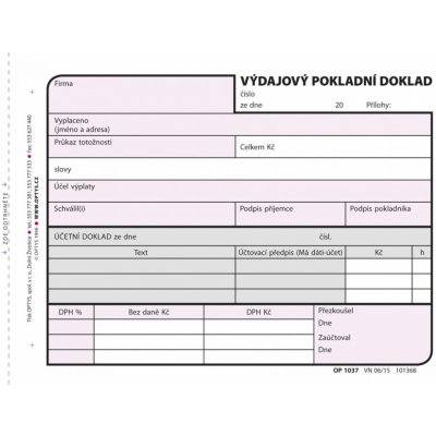 Optys 1037 Výdajový pokladní doklad A6,100 listů – Hledejceny.cz
