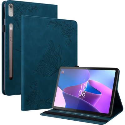 Protemio Art Butterfly Peněženkový obal pro Lenovo Tab P12 69564 modrý – Zboží Mobilmania