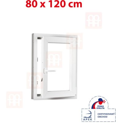 Okna Hned Plastové okno 80 x 120 cm (800 x 1200 mm) bílé otevíravé i sklopné pravé – Zboží Mobilmania