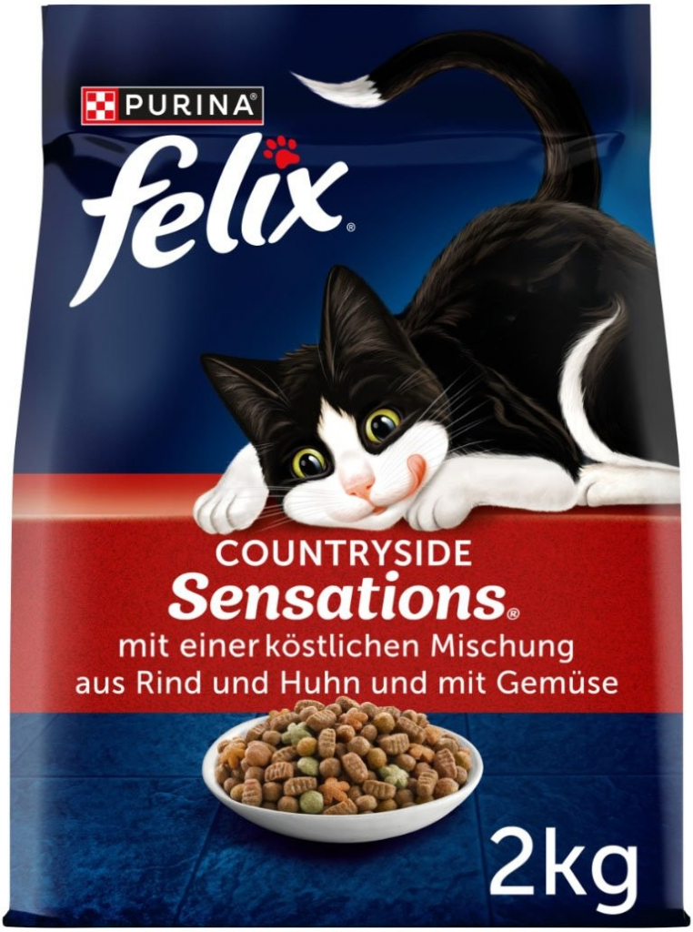 Felix Countryside Sensations s hovězím masem kuřecím masem a zeleninou 2 kg