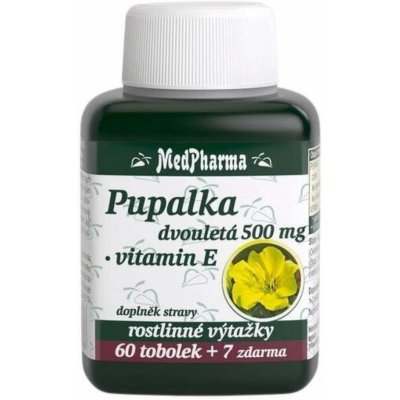 MedPharma Pupalka dvouletá 500 mg + Vitamín E 67 kapslí – Hledejceny.cz