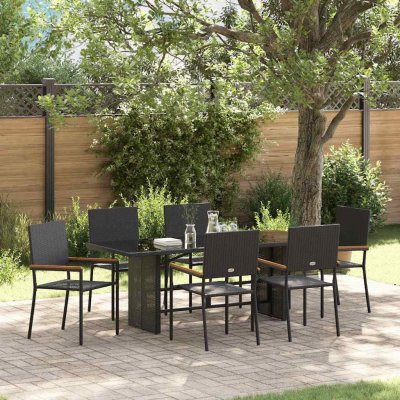 Omaxi 455437 Zahradní jídelní souprava 7 pcs Černá 190 x 80 x 75 cm – Hledejceny.cz