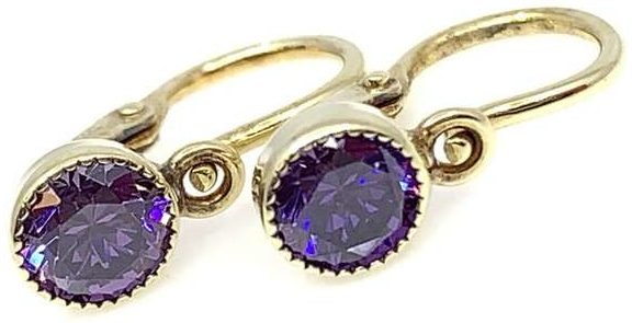 Šperky Jan Kos zlaté náušnice s fialovým kamenem 59614066