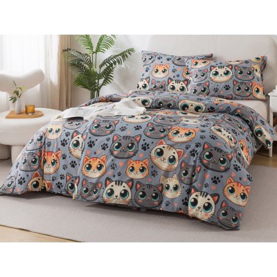 Xpose bavlna Renforcé povlečení ROZKOŠNÉ KOČKY šedé 140x200 70x90 – Zboží Dáma