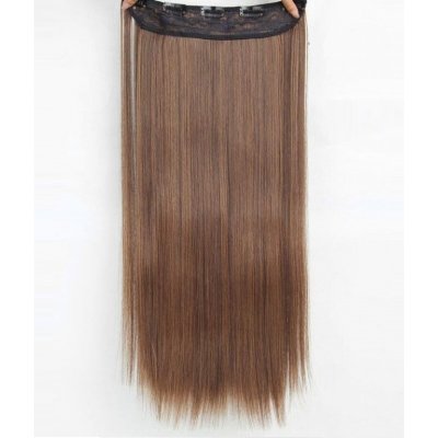 Vlasy clip in 130 g - mix přírodní hnědé a černé vlasové příčesky rovné 55 cm – Zboží Mobilmania