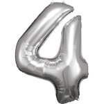 Amscan Balónek fóliový číslice 4 stříbrná 66 x 88 cm
