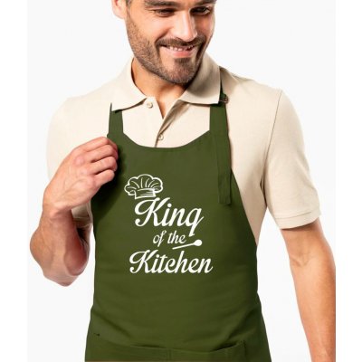 Kariban HobbyTriko Zástěra pro muže King of the Kitchen Khaki – Hledejceny.cz